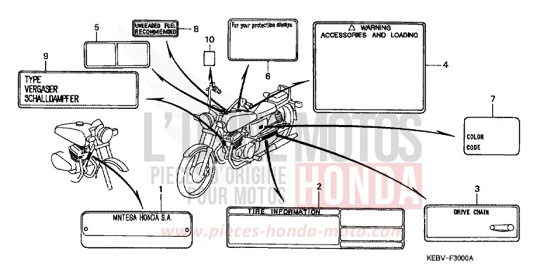 CAUTION LABEL for CA125 REBEL GRAIN GOLD METALLIC (Y159) from 1999